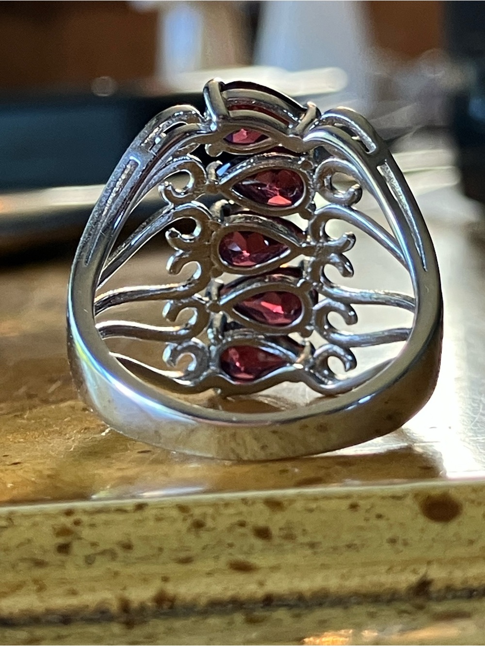 Natural Raspberry Garnet Sterling Silver Ring Size 6 - Picture 4 of 9